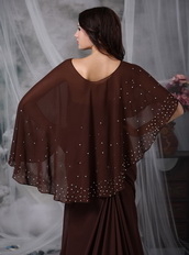 Brown Chiffon Split Skirt Mather Of The Bride Dress With Vest Modest