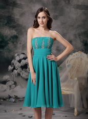 Empire Knee-length Turquoise Mother Of The Bride Dress Modest