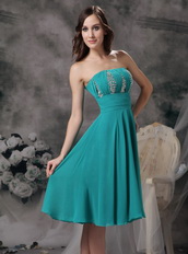 Empire Knee-length Turquoise Mother Of The Bride Dress Modest