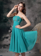 Empire Knee-length Turquoise Mother Of The Bride Dress Modest