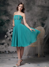 Empire Knee-length Turquoise Mother Of The Bride Dress Modest