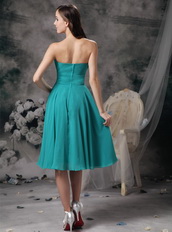 Empire Knee-length Turquoise Mother Of The Bride Dress Modest