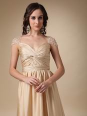 Criss Cross Decorate Golden Dress For Mother Of The Bride