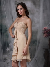 Champagne Ruched Short Prom Dress With Draping Knee Length Sexy