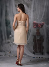 Champagne Ruched Short Prom Dress With Draping Knee Length Sexy