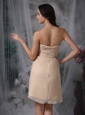 Champagne Ruched Short Prom Dress With Draping Knee Length Sexy