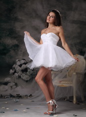 Sweetheart Mini-length White Organza Women Short Prom Dress Knee Length Sexy