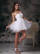 Sweetheart Mini-length White Organza Women Short Prom Dress Knee Length Sexy