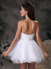 Sweetheart Mini-length White Organza Women Short Prom Dress Knee Length Sexy