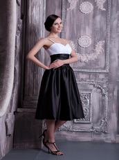 White and Black Spaghetti Straps Prom Dress With Corset Short Skirt Knee Length Sexy