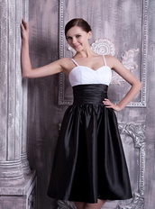 White and Black Spaghetti Straps Prom Dress With Corset Short Skirt Knee Length Sexy