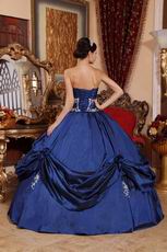 Navy Blue Puffy Floor Length Skirt Evening Ball Gown