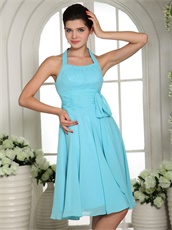 Lorman Aqua Blue Chiffon Dama Group Dress Under 70