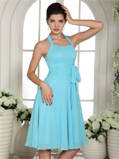 Lorman Aqua Blue Chiffon Dama Group Dress Under 70