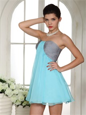 Aqua Blue and Silver Mini-length Bridesmaid Dress Wedding Ceremony