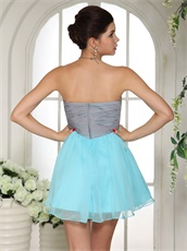 Aqua Blue and Silver Mini-length Bridesmaid Dress Wedding Ceremony