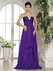 New Look V Shaped Eggplant Purple Long Bridesmaid Dress Empire Waist