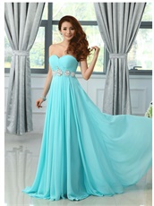 Aqua Blue Chiffon Long Dress For Special Occasion Wear