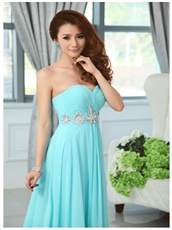 Aqua Blue Chiffon Long Dress For Special Occasion Wear