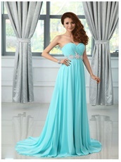 Aqua Blue Chiffon Long Dress For Special Occasion Wear