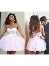 Cute Baby Pink Puffy Tulle Short Homecoming Dress For Young Girl