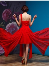 Single Rose Straps Homecoming Dress With Irregular Hemline Skirt