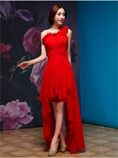 Single Rose Straps Homecoming Dress With Irregular Hemline Skirt