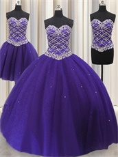 Detachable Purple Elegant Ball Gown With Knee Length Skirt Three Pieces