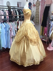 Glory Off Shoulder Gold Puffy Lace Dress Finished By Quinceanera Factory