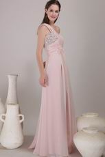 Empire Waist One Shoulder Pink Chiffon Exclusive Prom Dress