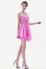 Cute One Shoulder Pink Mini Skirt Sweet 16 Dresses For Sale