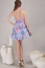 Colorful Printed Chiffon Short Prom Dress With Halter Skirt