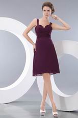 Straps Purple Chiffon Knee Length Graduation Dress 2014 Summer