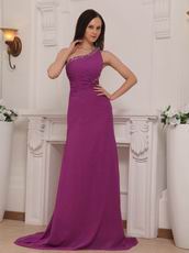 One Shoulder Violet Red Chiffon Wholesale Prom Dress China