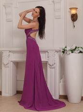 One Shoulder Violet Red Chiffon Wholesale Prom Dress China