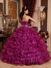 Sweetheart Purple Ruffle Layers Dress To Quinceanera Wear