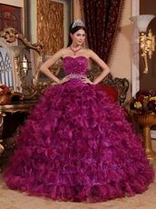 Sweetheart Purple Ruffle Layers Dress To Quinceanera Wear