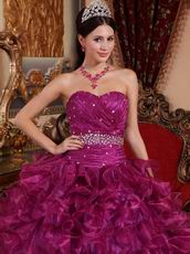 Sweetheart Purple Ruffle Layers Dress To Quinceanera Wear