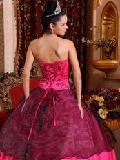 Stylish Deep Rose Pink Embroidery 16th Girls Party Dress