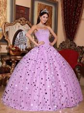 Floor-length Lilac Sequins Skirt Dress To Quinceanera Party