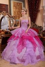 Deep Pink And Lilac Affordable Price Quinceanera Dress