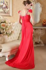 V Neck Cap Sleeves Handmade Prom Dress Inexpensive