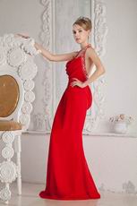 Modest Halter Scarlet Chiffon Women Prom Party Dresses Petite