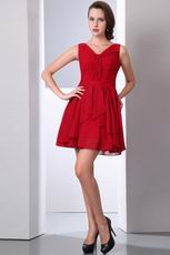 Dark Red V Neckline 2012 Top Short Ceremony Dresses