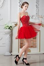 Lovely Sweetheart Dark Red Net Graduation Dress Cheap