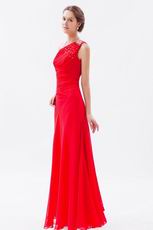 Allure One Shoulder Floor Length Evening Dress In Red