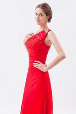 Allure One Shoulder Floor Length Evening Dress In Red