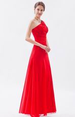 Allure One Shoulder Floor Length Evening Dress In Red