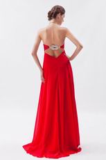 Strapless Sweetheart Scarlet Chiffon Evening Party Dress