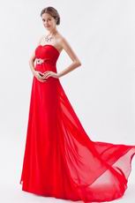 Strapless Sweetheart Scarlet Chiffon Evening Party Dress